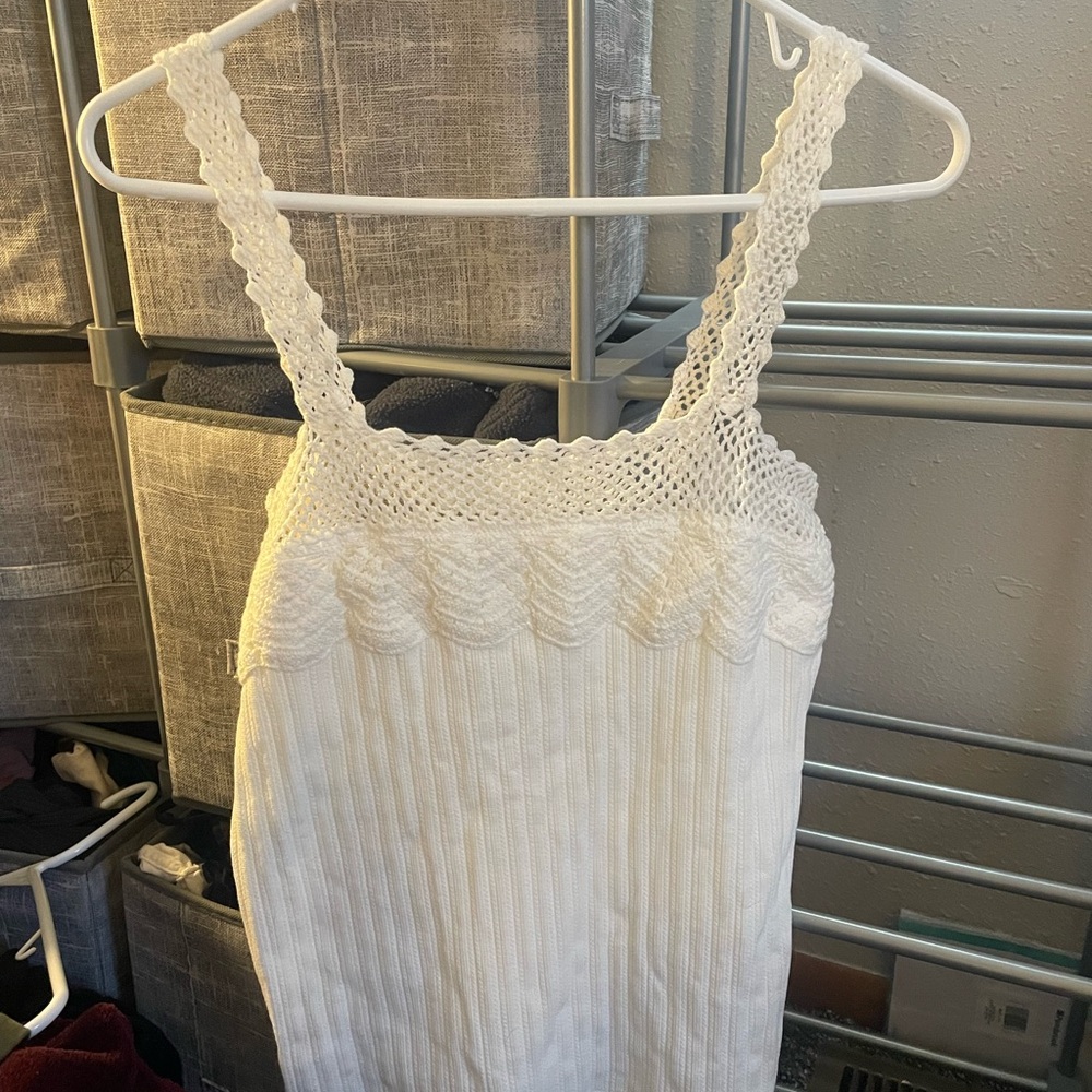 NWT Free People White Crochet Strap Top